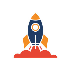 Minimalist Rocket Launch Icon &ndash; Startup Growth, Innovation, Space Technology, and Business Success Symbol for Creative Design.