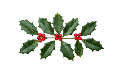 Holly leaves with red berries arranged neatly, - 1