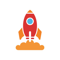 Minimalist Rocket Launch Icon &ndash; Startup Growth, Innovation, Space Technology, and Business Success Symbol for Creative Design.