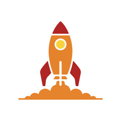 Minimalist Rocket Launch Icon &ndash; Startup Growth, Innovation, Space Technology, and Business Success Symbol for Creative Design.