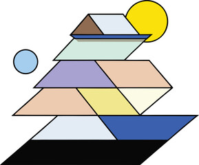 Bold geometric layers with brutalist contrast