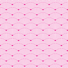Pink geometric seamless repetitive Colorful vector curvy waves pattern texture background.