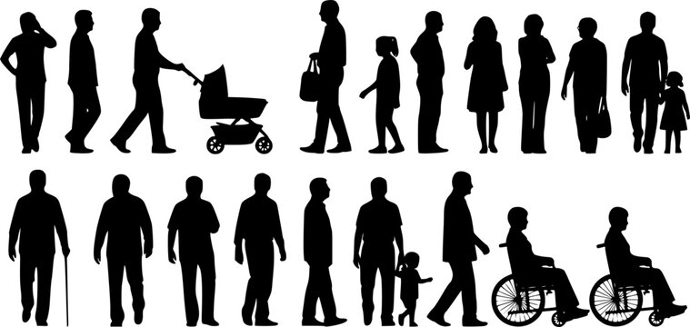 cPeople silhouettes in elevation side view | Architecture people | silhouettes of people | 2D people | Section Elevation View | Architectural drawing people | characters See Less
