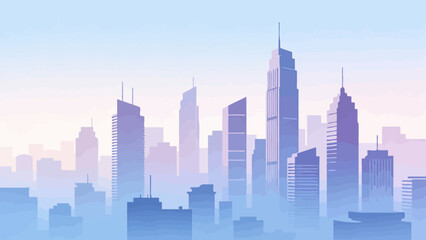 City skyline with tall buildings