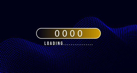 Loading Concept with Futuristic Digital Wave Background for technology, innovation, future business, digital transformation, countdown, and new year themes.