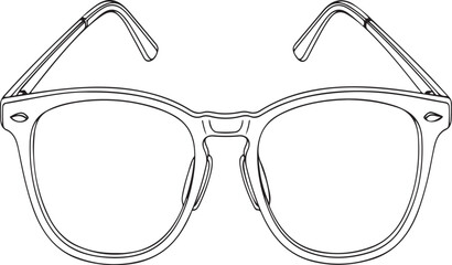 Glasses Illustration with Clear Lenses and Metal Frame, Fashionable Eyewear Design