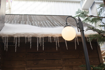 Icicles hanging from the roof
