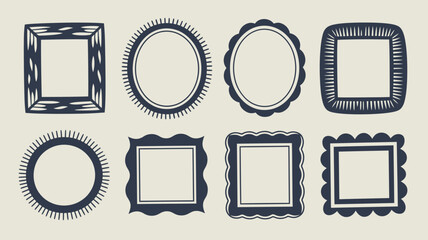 Vintage Blue Frame and Border Illustrations for Crafts