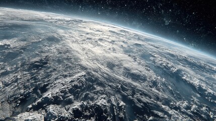 Earth from space with clouds and stars