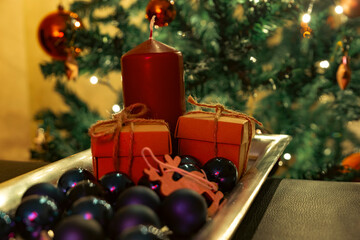 Christmas theme with gifts and decorations