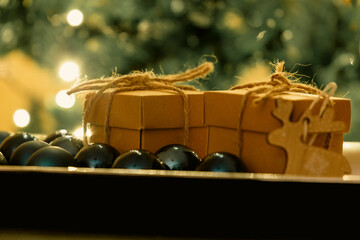Christmas theme with gifts and decorations