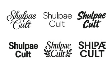 Fototapeta premium Shulpae Emblematic Lettering. Shulpae Cult. Set lettering. harmonious lettering variations of the same emblematic concept, each with different artistic