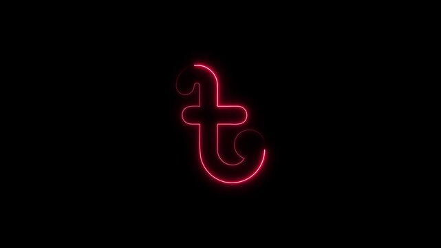 Red Neon Bangladesh Taka Currency Symbol on Black Background