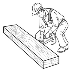 Carpenter measuring wood