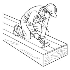 Carpenter working on wooden project