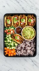 Delicious Taco Meal with Fresh Vegetables and Guacamole