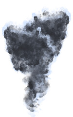 Dark smoke forming a tornado shape isolated on transparent background