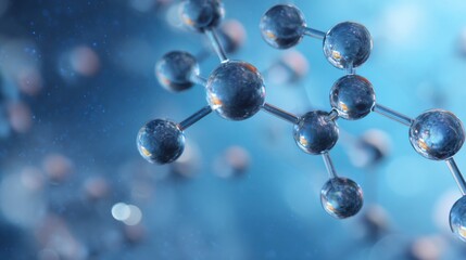 Abstract molecule structure on blue background