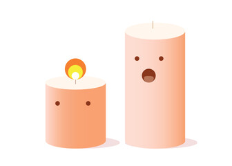Candles with a face cartoon character for animation