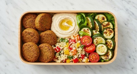 Colorful Mediterranean Bowl with Falafel and Fresh Vegetables