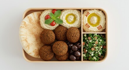 Delicious Mediterranean Meal with Falafel and Hummus Platter
