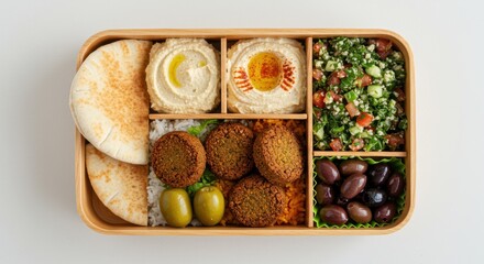 Delicious Mediterranean Lunch Box with Hummus and Falafel