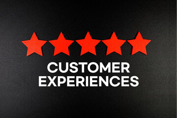Customer Experiences text with five star on black background