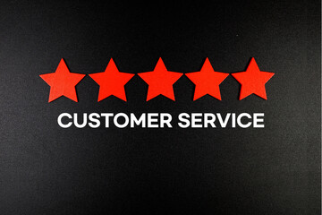 Consumer Service  text with five star on black background