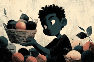 Modern illustration for promoting diversity, healthy eating, and inclusivity in youth nutrition campaigns and educational materials