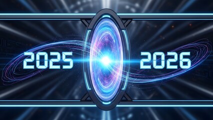 Futuristic Time Portal Transition to 2026