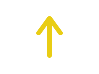 yellow upward arrow icon on white background symbolizing increase, navigation, progress, or direction in ui design