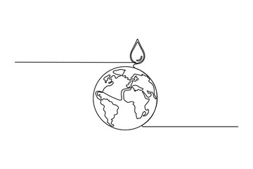 Abstract earth and water drop line art illustration