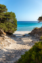 Sandy Path to the Beach with Footprints and Shadows, Villasimius, Sardinia