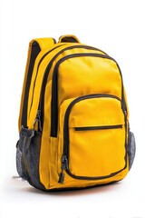 Fototapeta premium Yellow school bag isolated on white background.