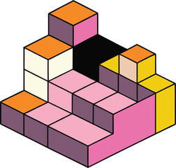 Obraz premium Clean brutalist visual made from pure blocks