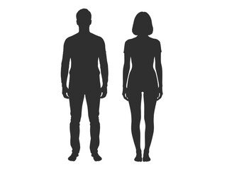 Silhouettes of a man and a woman standing side by side