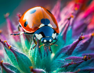 A beautiful close-up image of a ladybug on a flower.