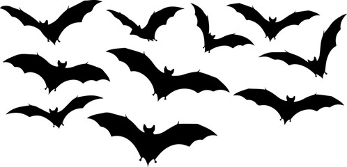 Flying Bat Silhouettes &ndash; Halloween Night Vector Clipart