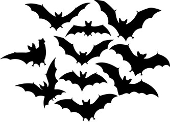 Flying Bat Silhouettes &ndash; Halloween Night Vector Clipart