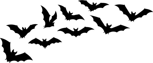 Flying Bat Silhouettes &ndash; Halloween Night Vector Clipart