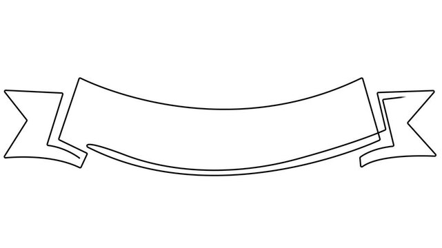 ribbon continuous one line drawing animation, Animated self drawing of continuous line draw of Medal ribbon banner. Full length one line animation. 4K, Self drawing line animation Bow tie continuous