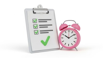 Task completion checklist and alarm clock for efficient time management