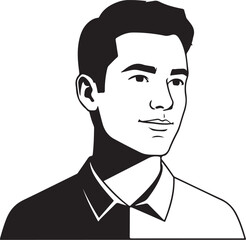 Black and white portrait of a man in a suit and tie with a serious expression vector illustration EPS file download.
