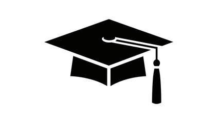 Iconic black and white symbol of a graduation cap representing education and achievement
