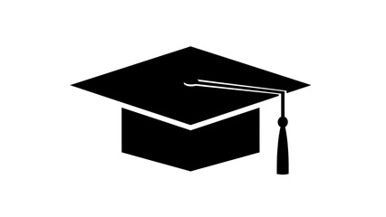Minimalist black and white icon of a graduation cap representing education and academic achievement