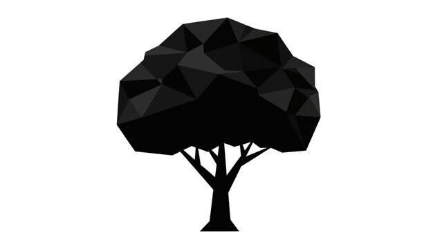 Minimalist Low-Polygon Black Tree Illustration for Modern Nature Design
