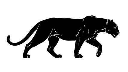 Obraz premium Silhouette of a sleek black panther walking with grace and stealth in a minimalistic style