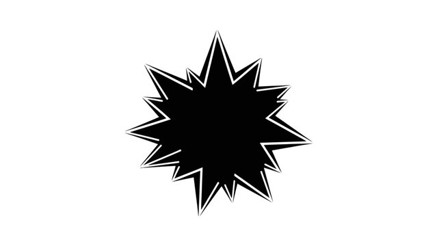 Dynamic black and white jagged starburst explosion design with sharp edges and symmetrical pattern