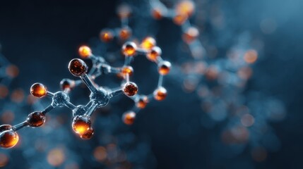 Abstract molecular structure glowing on dark background