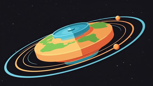 Stylized Planet with Rings and Moons in Deep Space.